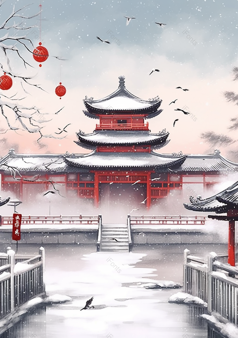 冬天雪地房屋插画背景,插画/手绘图,插画/手绘图库,插画/手绘图下载,插画/手绘
